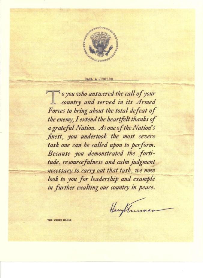 Letter from President Truman