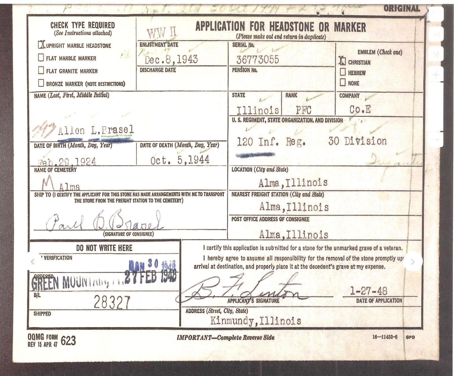 Allen L Brasel Application 001