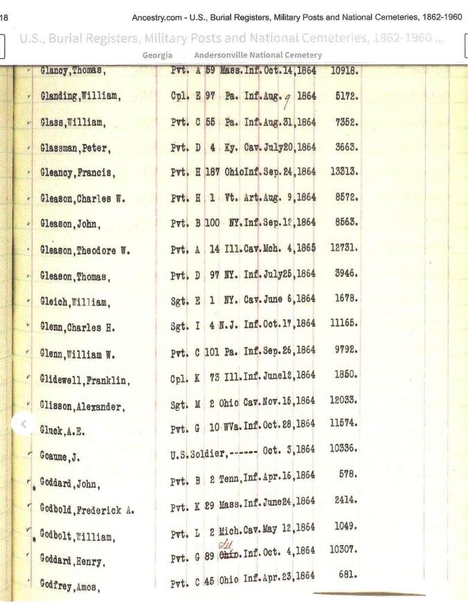 Andersonville Burials